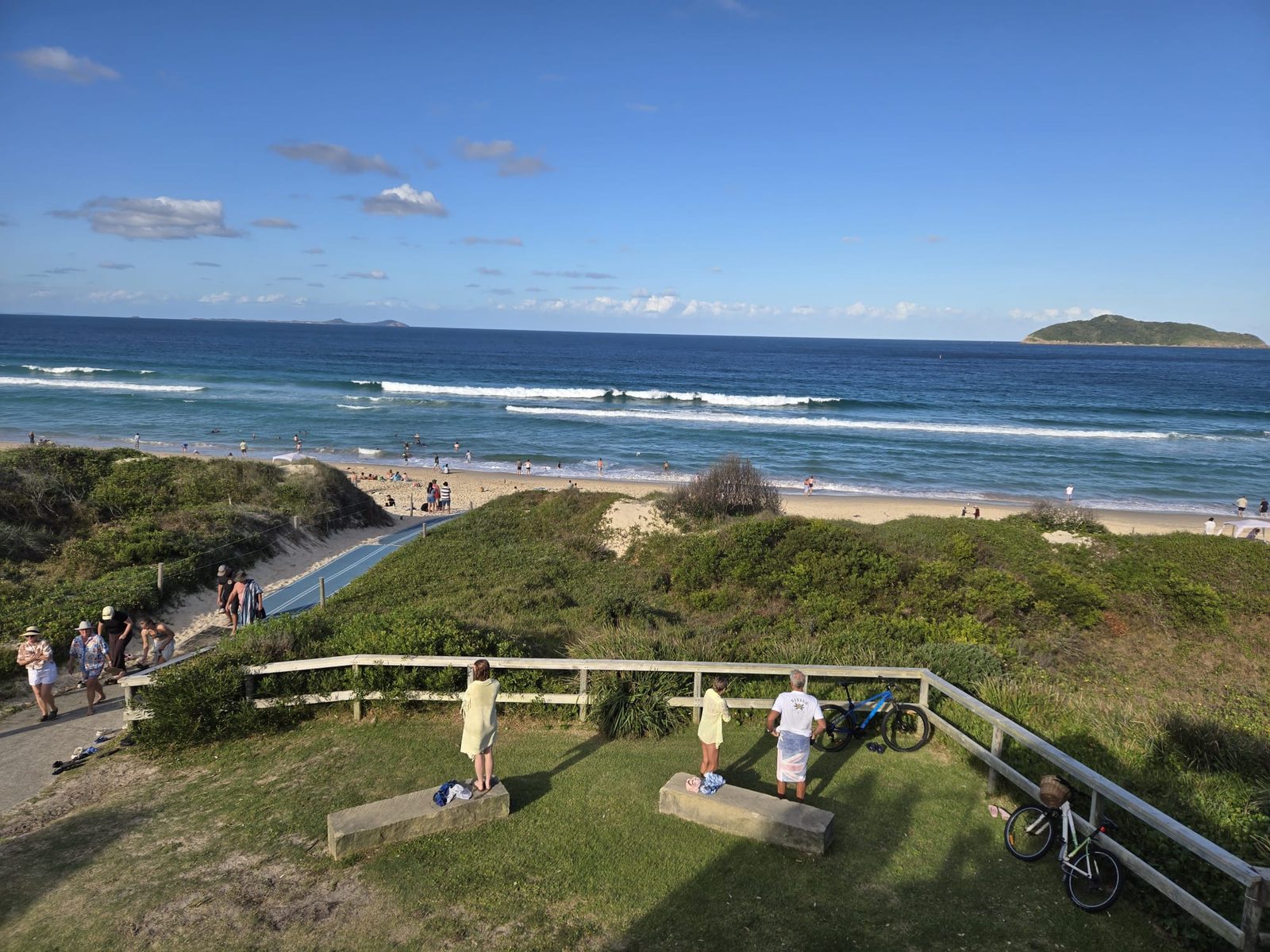 Bennetts Beach on a busy summer afternoon, Hawks Nest NSW