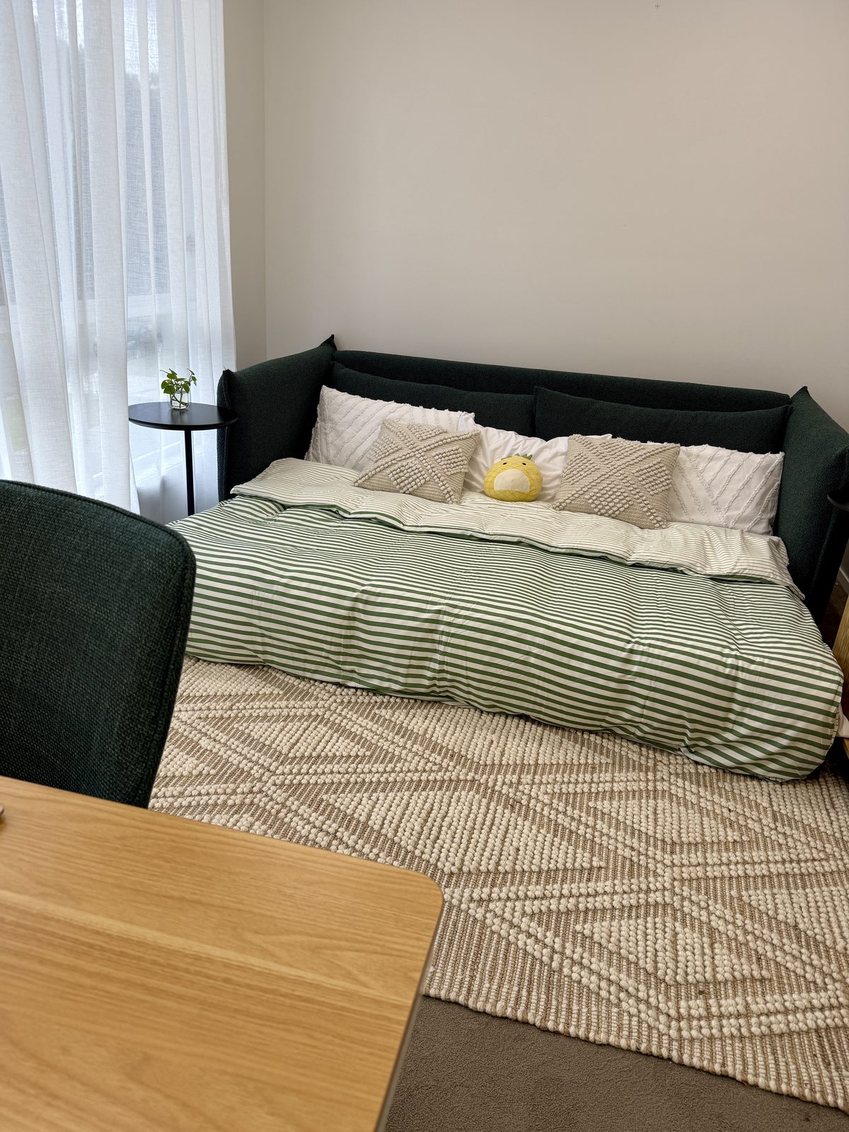 Fifth bedroom with sofa bed and study desk at Drift, Tea Gardens